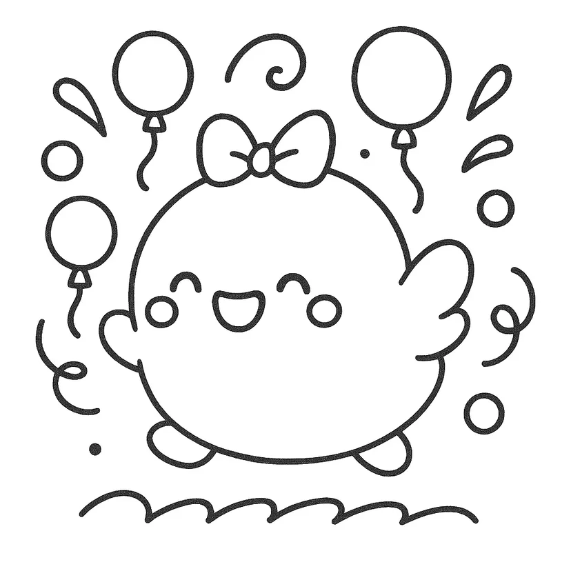 Dibujo de Globo y Pájaro Feliz para colorear