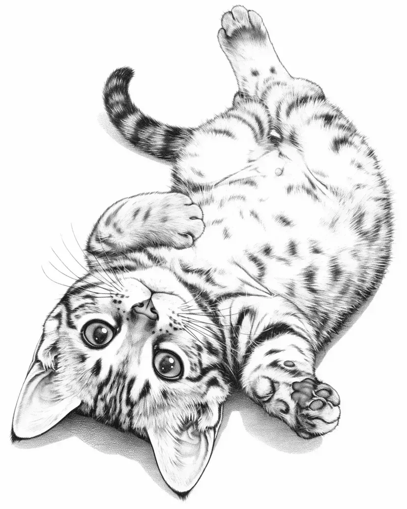 Dibujo de Gatito Bengalí Juguetón para colorear