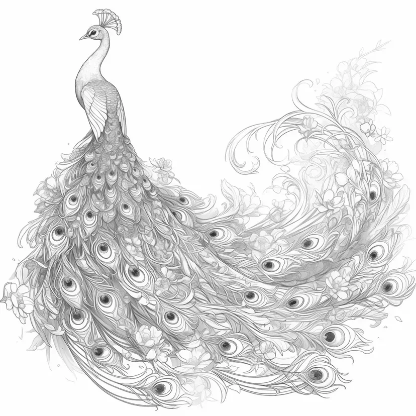 Dibujo de Pavo Real Elegante para colorear