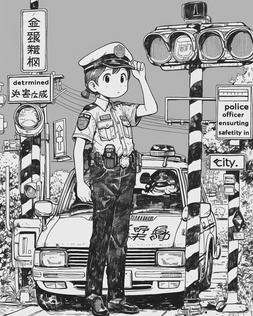 街を守る警察官の塗り絵