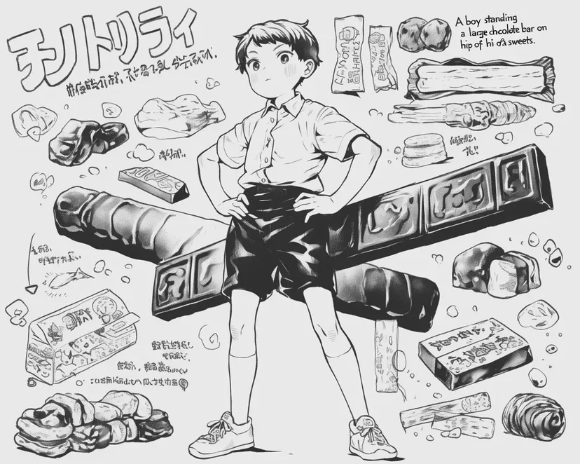 お菓子の冒険の塗り絵