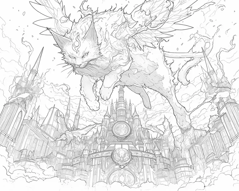 Dibujo de El Gato Encantado Volador para colorear