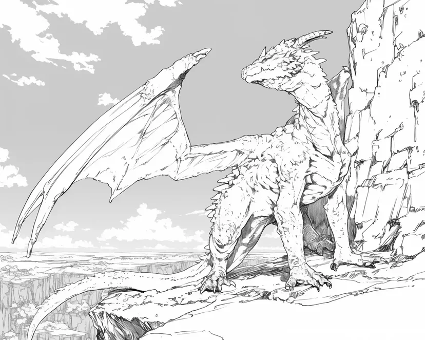 Desenho de Dragão Observando o Deserto para colorir