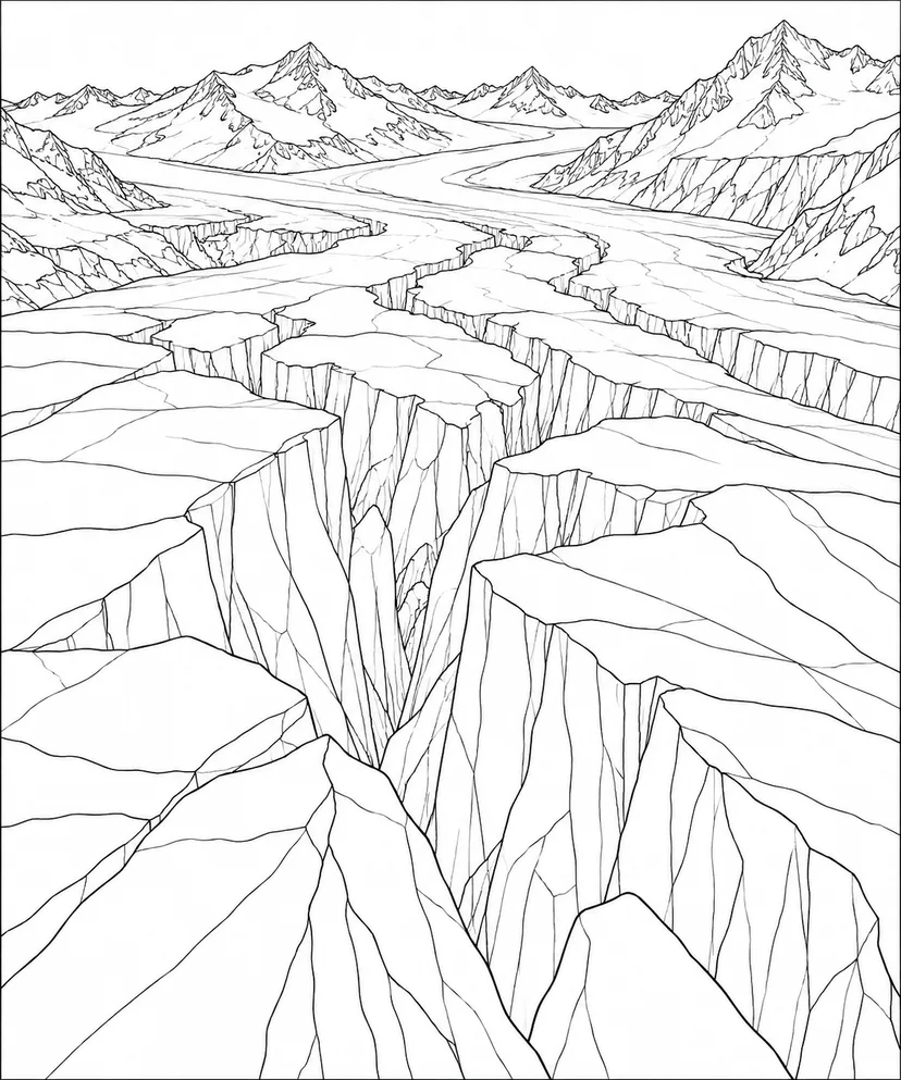 氷河の青い裂け目の形の塗り絵