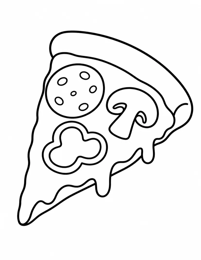 三つの具のピザの塗り絵