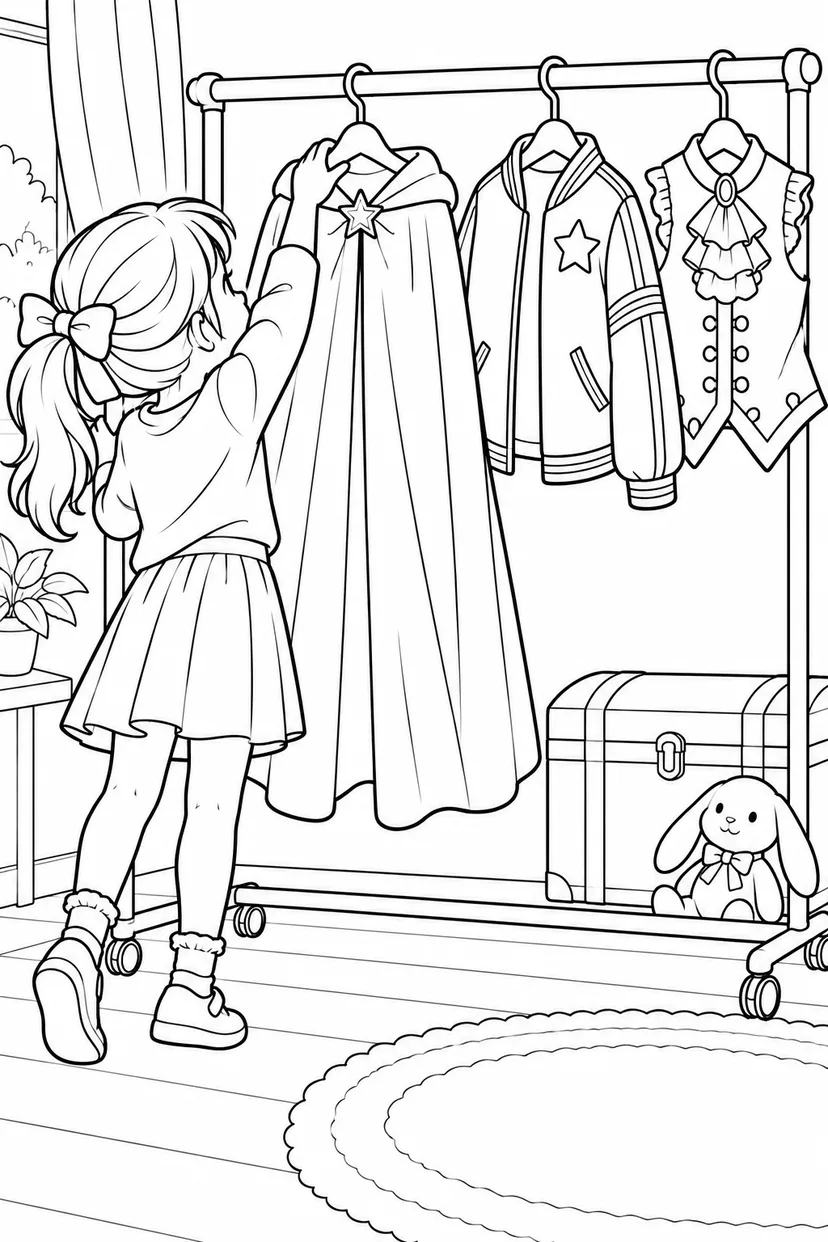 衣装ラックでえらぼうの塗り絵