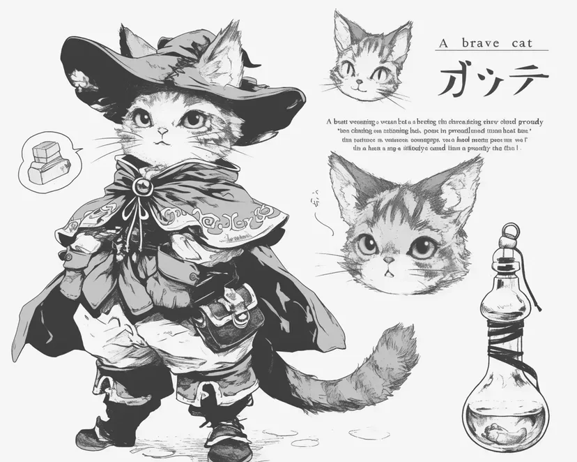 Dibujo de Aventura del Gato Valiente para colorear