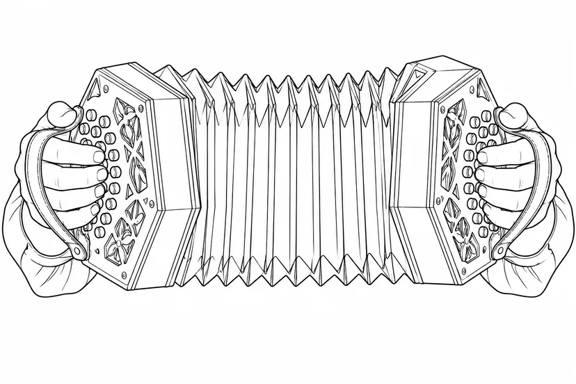 Dibujo de Concertina con fuelle extendido para colorear