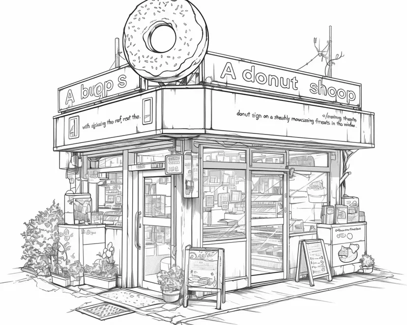 Desenho de Loja de Donuts para colorir