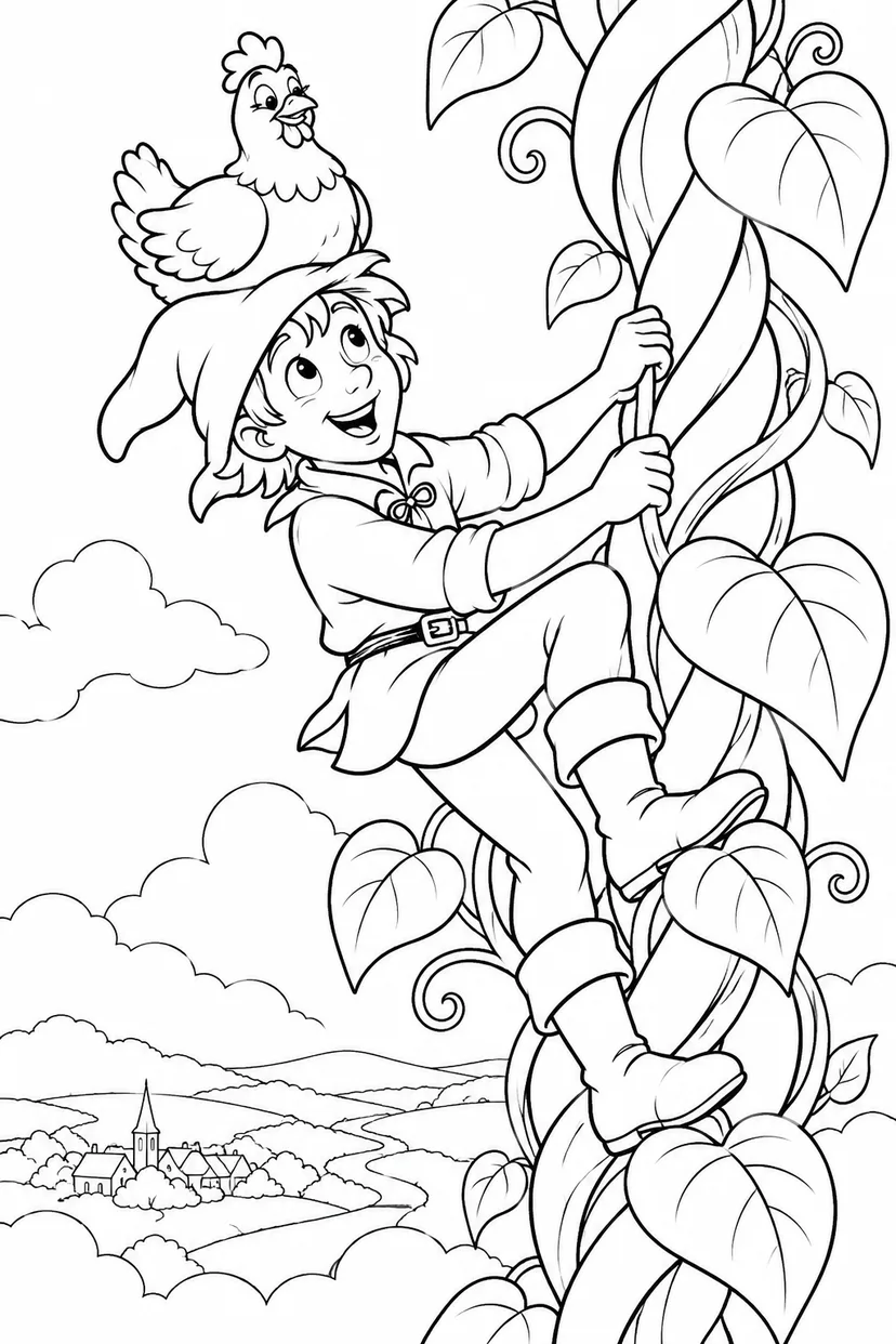 Jack and the Beanstalk・Comedy — A special seat just for the hen coloring page