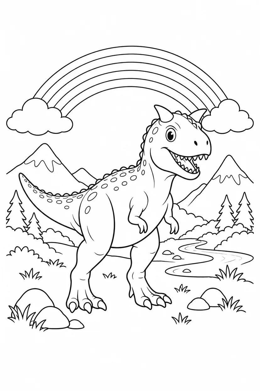 カルノタウルスと虹の谷の塗り絵