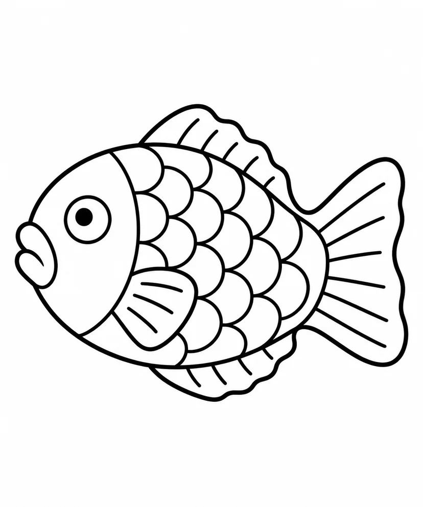 魚のかたちのたい焼きの塗り絵
