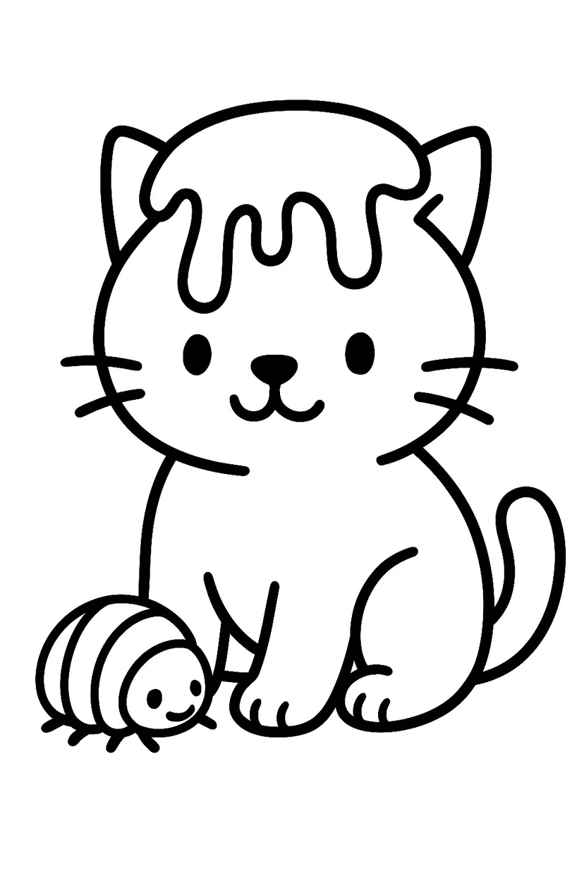 Dibujo de Gato de Miel y Amigo Insecto para colorear