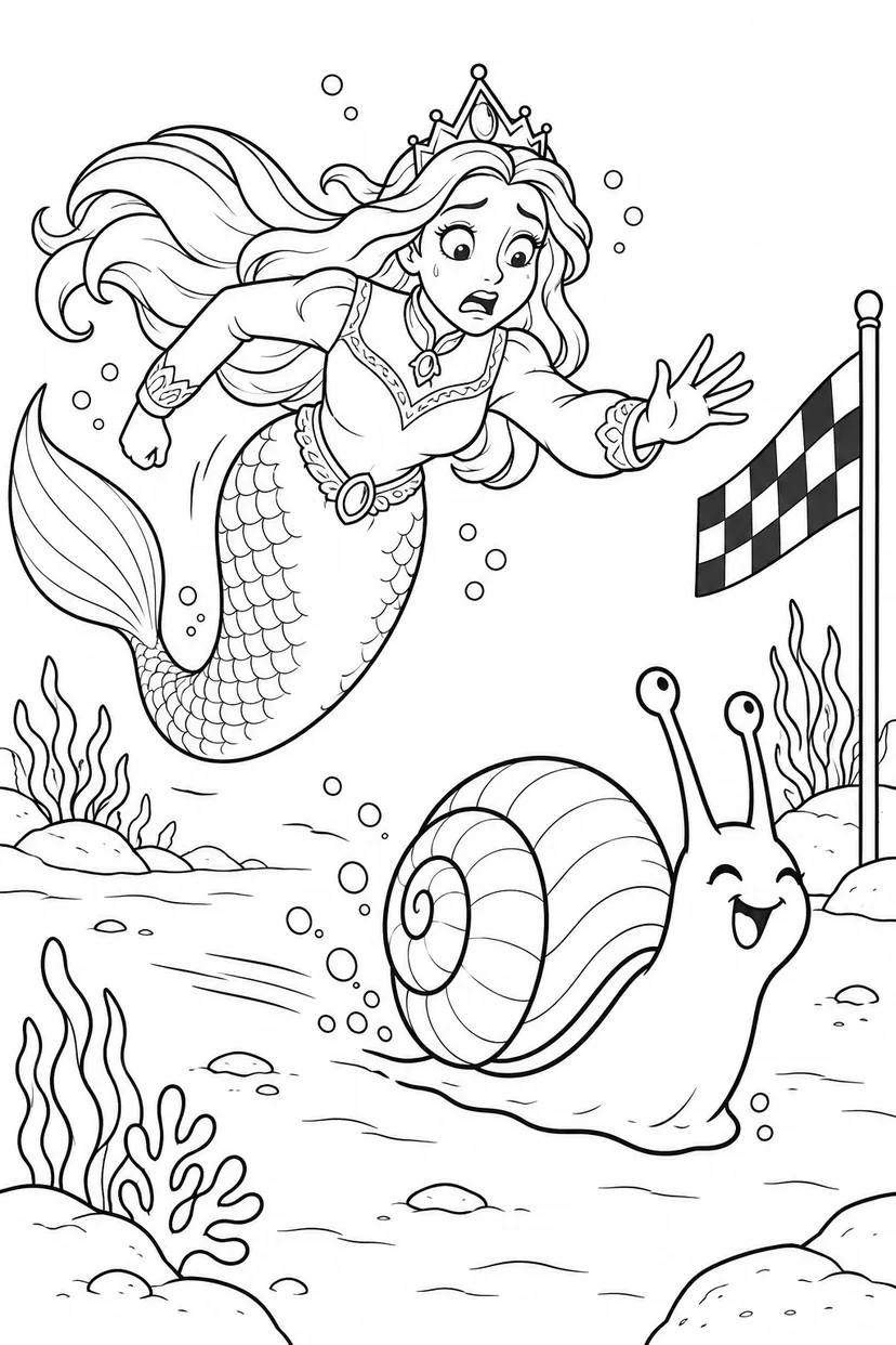 人魚姫：海の巻貝に追い抜かれた日の塗り絵