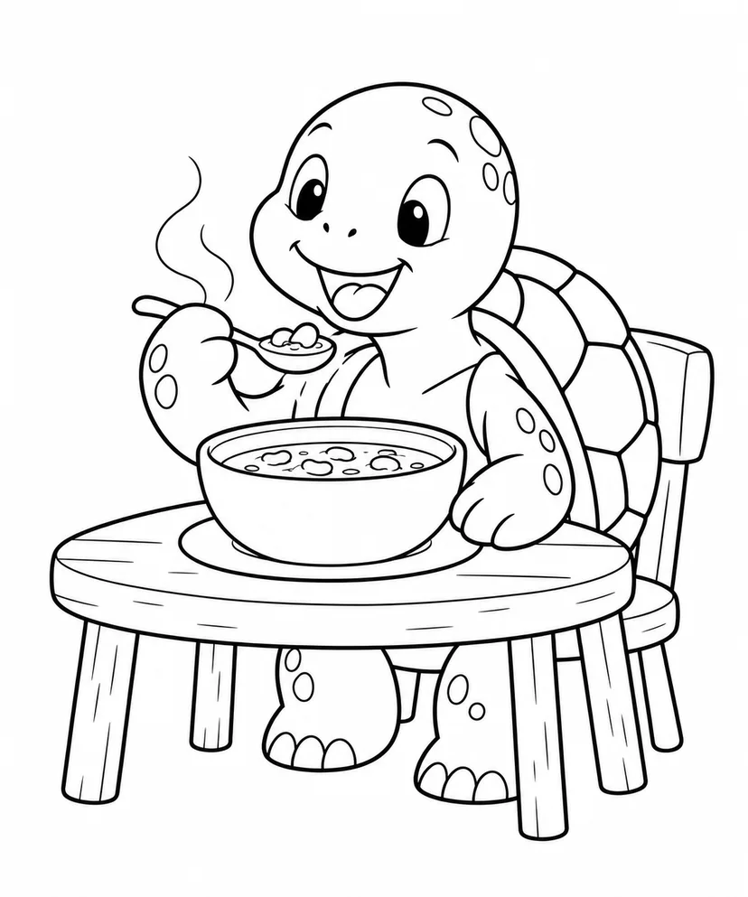 お豆のスープとカメの塗り絵