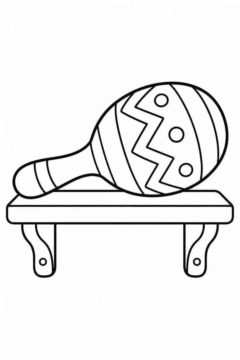 たまご形マラカスとおもちゃの棚の塗り絵