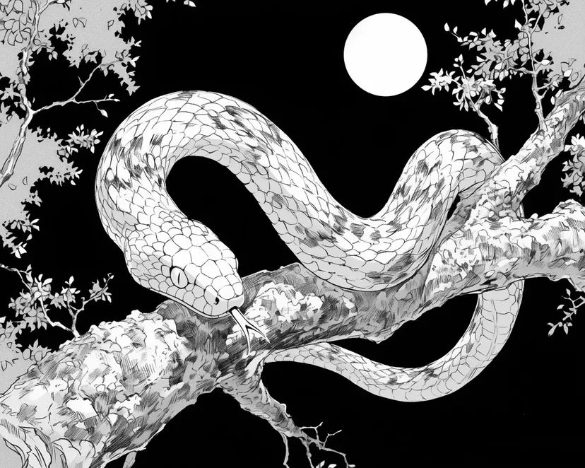 Desenho de Cobra ao Luar para colorir