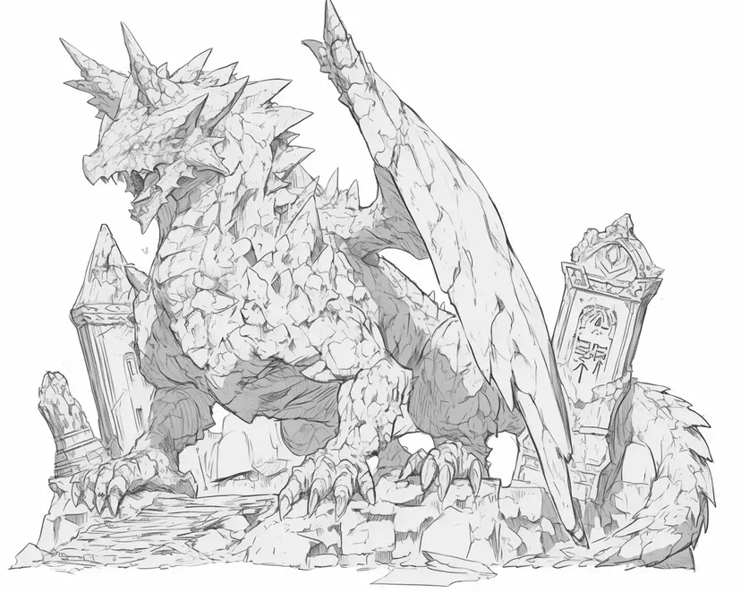 岩のドラゴンの塗り絵