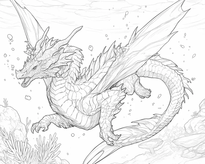 Gambar mewarnai Naga Laut