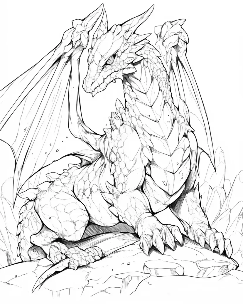 目覚めるドラゴンの塗り絵