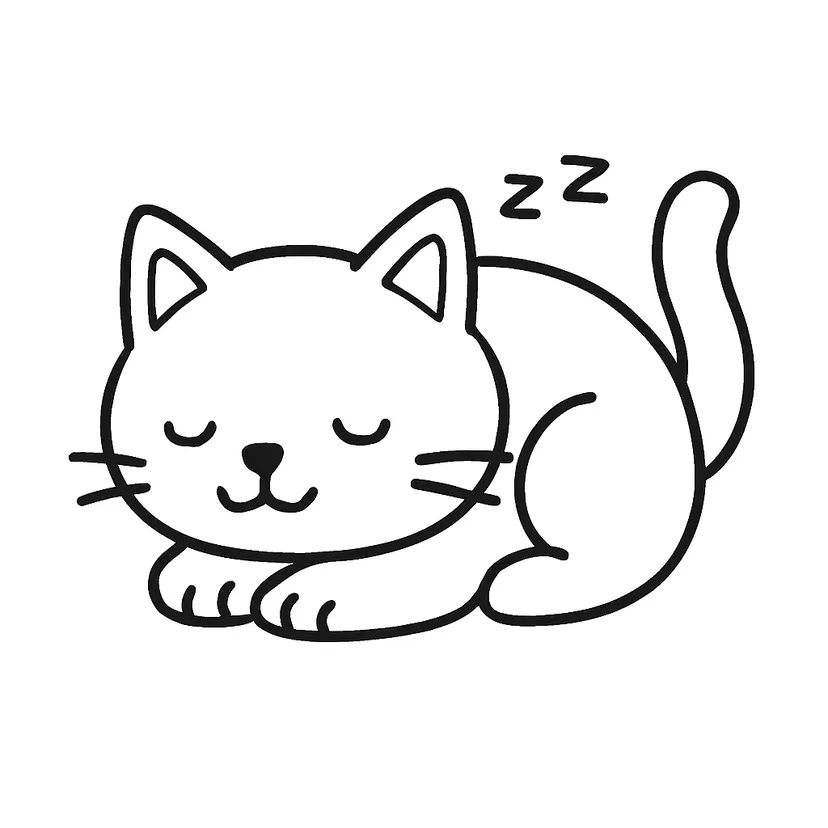 Dibujo de Gato Durmiente para colorear