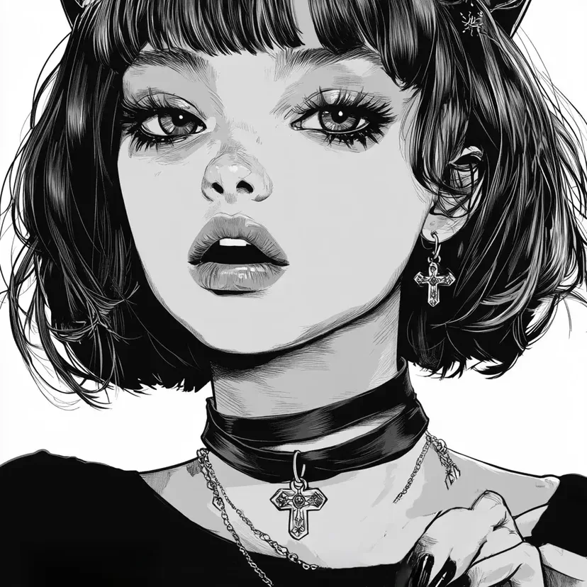 Portrait of a Gothic Girl coloring page