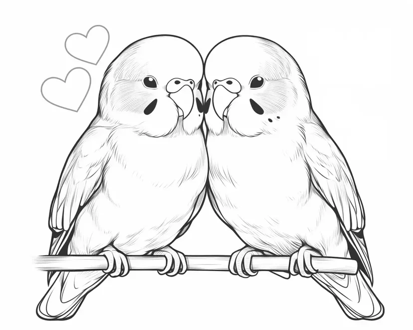 Dibujo de Pareja de Agapornis para colorear