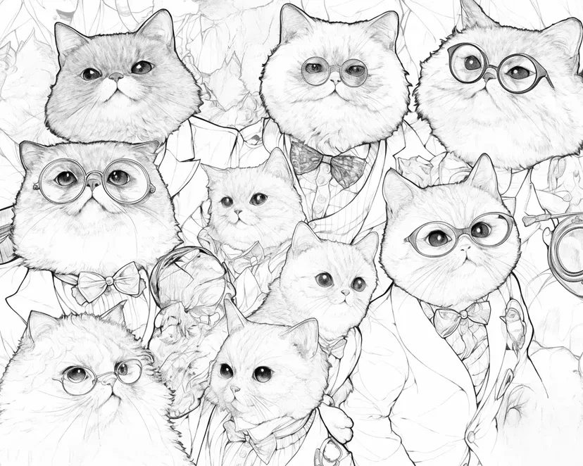 Dibujo de Gatos Elegantes para colorear