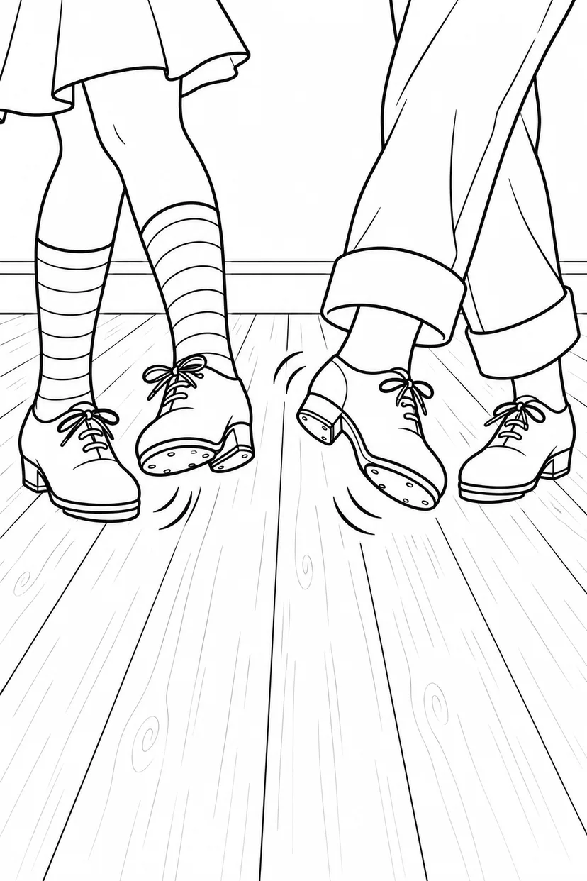 ならんでタップダンスの塗り絵