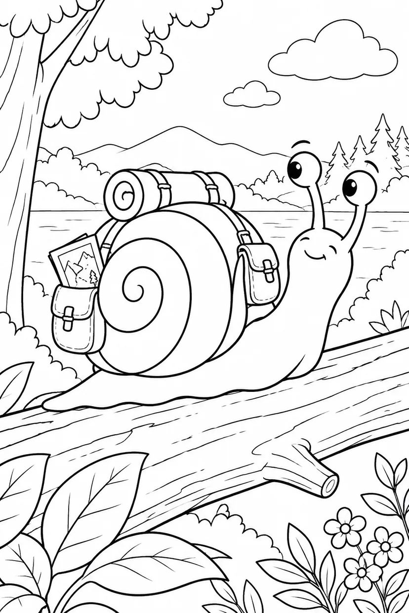 旅するカタツムリの塗り絵