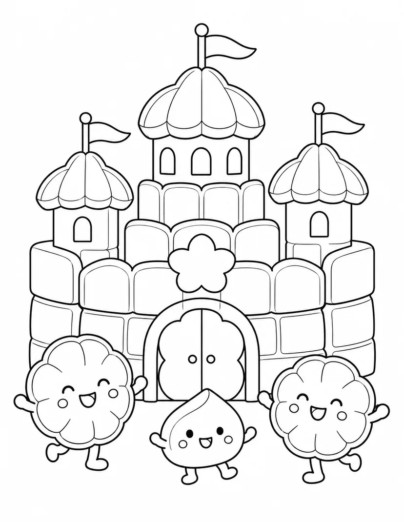 最中の小さなお城の塗り絵