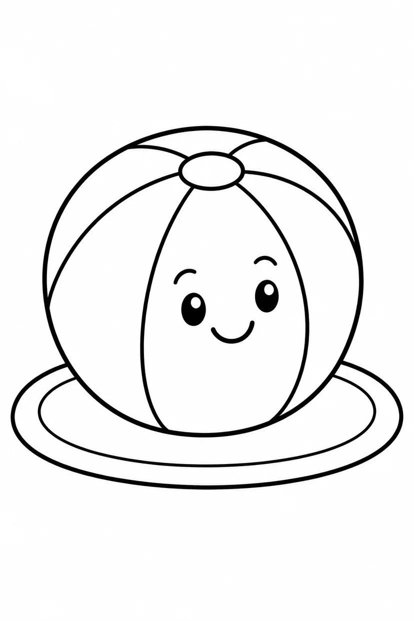布のボールと丸いマットの塗り絵