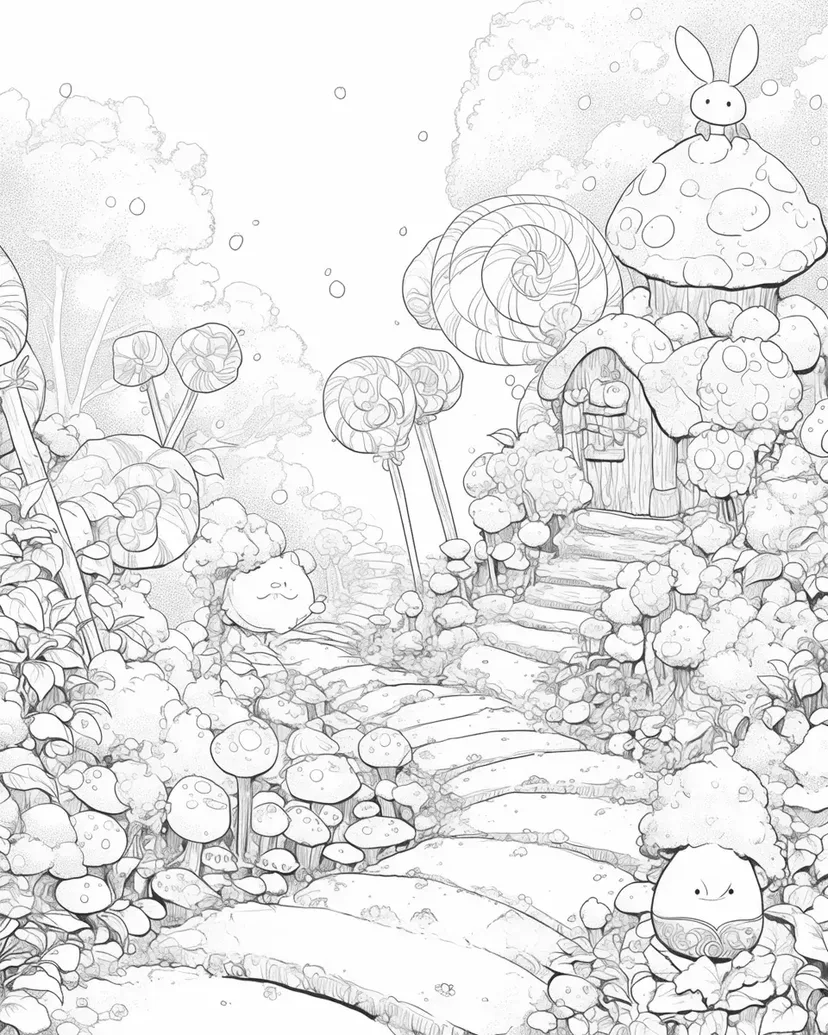 Desenho de Casinha na Floresta de Doces para colorir