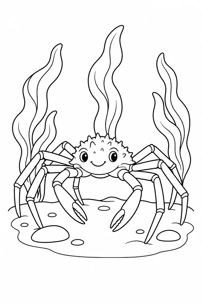 タカアシガニと海草の森の塗り絵