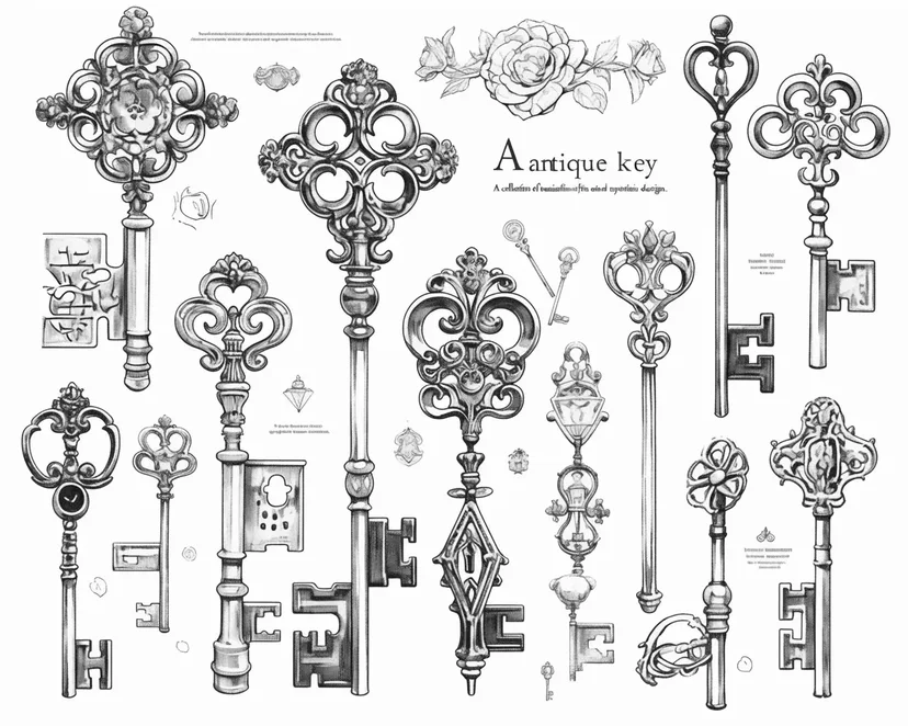 Dibujo de Colección de Llaves Antiguas para colorear