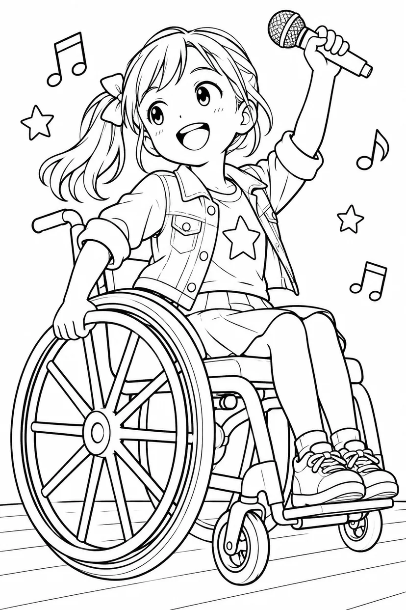 車いすのポップスターの塗り絵