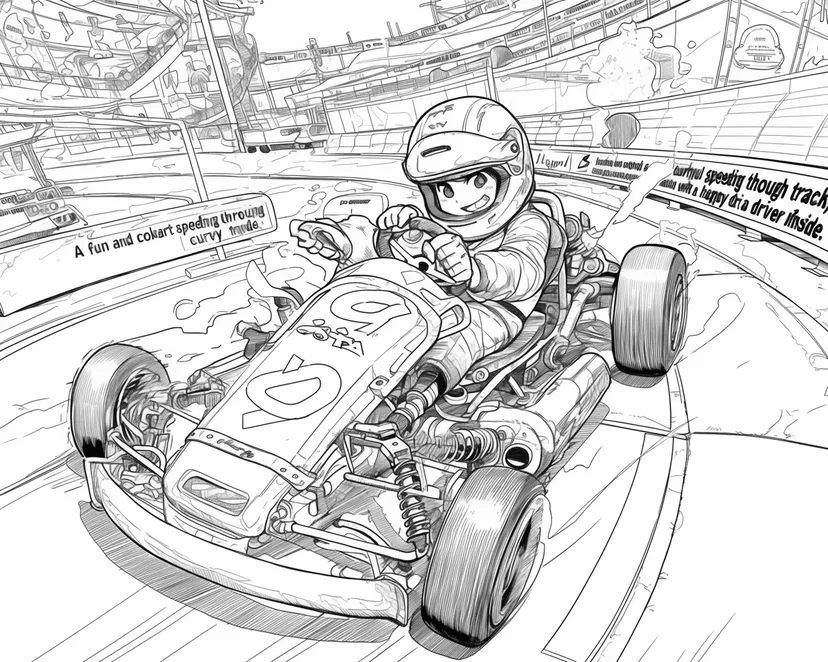 スピードレーシングカートの塗り絵