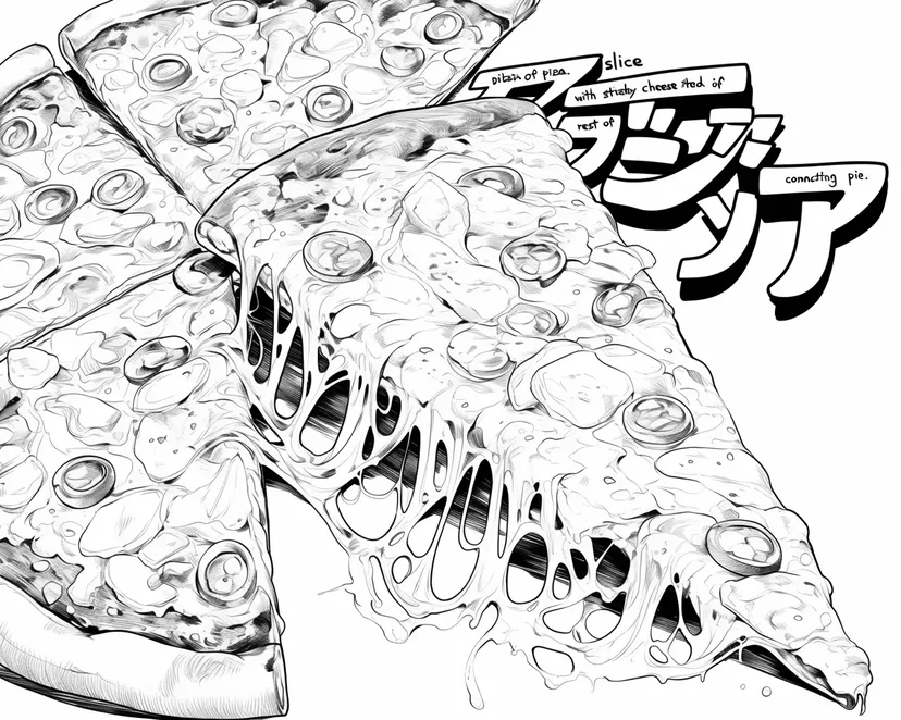 Desenho de Delícia de Pizza com Queijo para colorir
