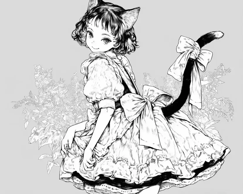 Desenho de Menina com Orelhas de Gato para colorir