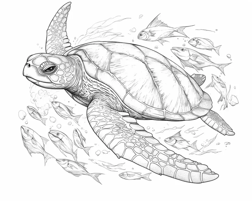 海の優雅なカメの塗り絵