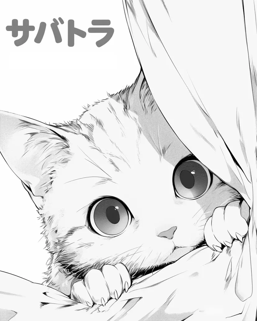Gambar mewarnai Kucing Imut di Balik Tirai