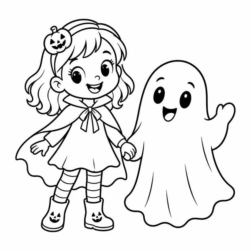 おばけとてをつなぐおんなのこ