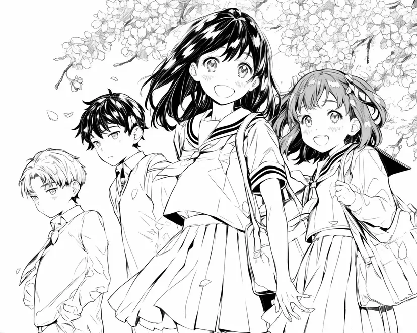 Spring Arrival and New Semester coloring page