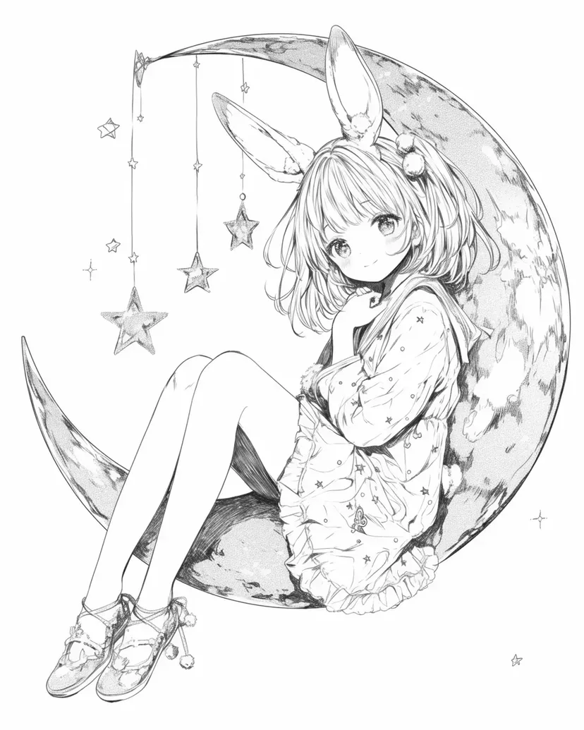 Dibujo de Chica Conejo de la Luna para colorear