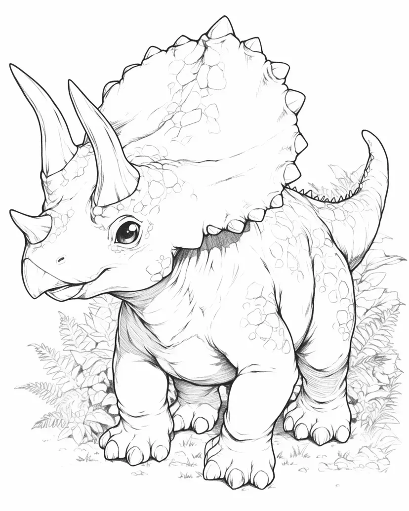 赤ちゃんトリケラトプスの冒険の塗り絵