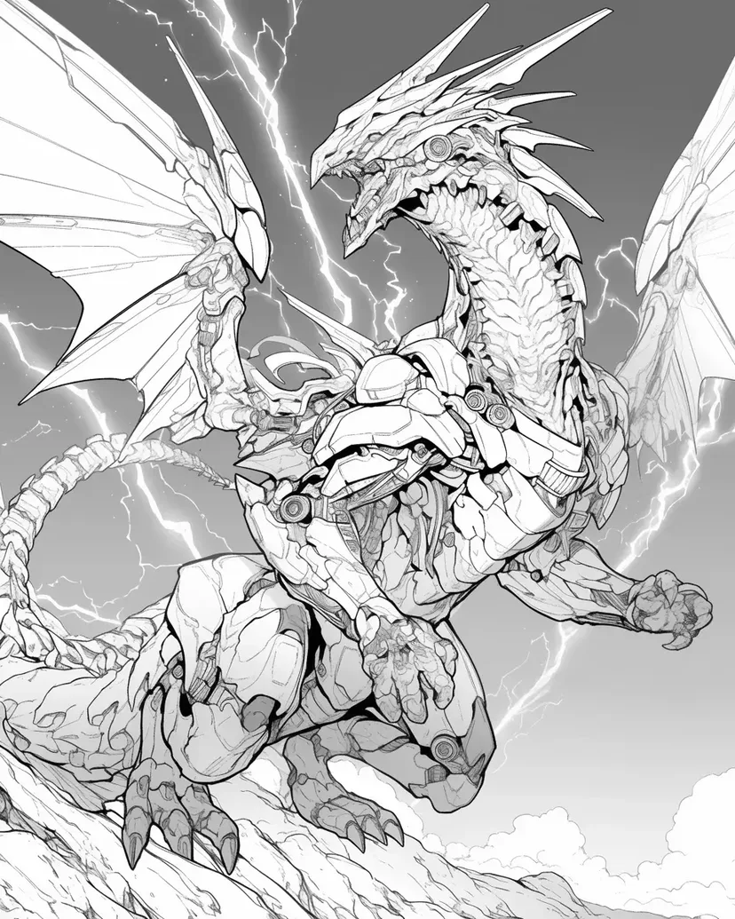 Thunder of the Cyborg Dragon coloring page