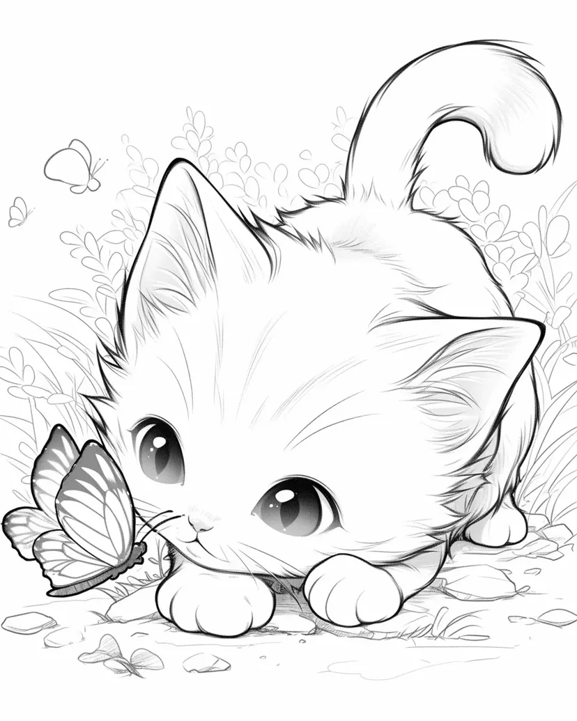 小さな探検家の子猫の塗り絵