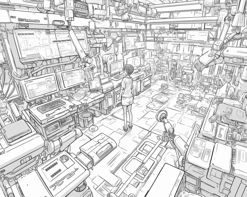 未来の研究室の塗り絵