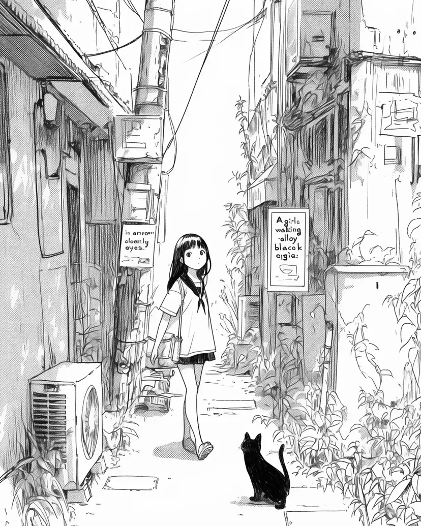 小道の出会いの塗り絵