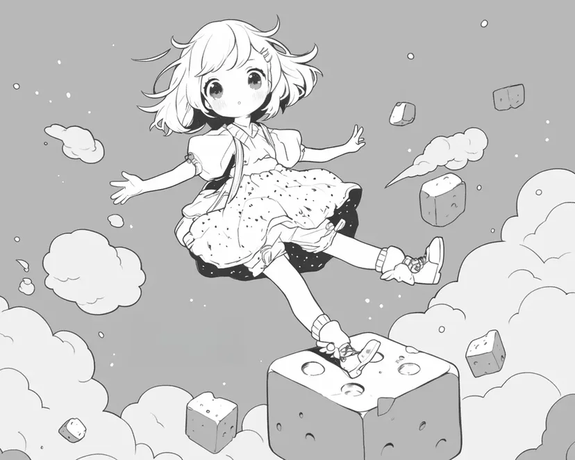漂浮在天空的女孩涂色页